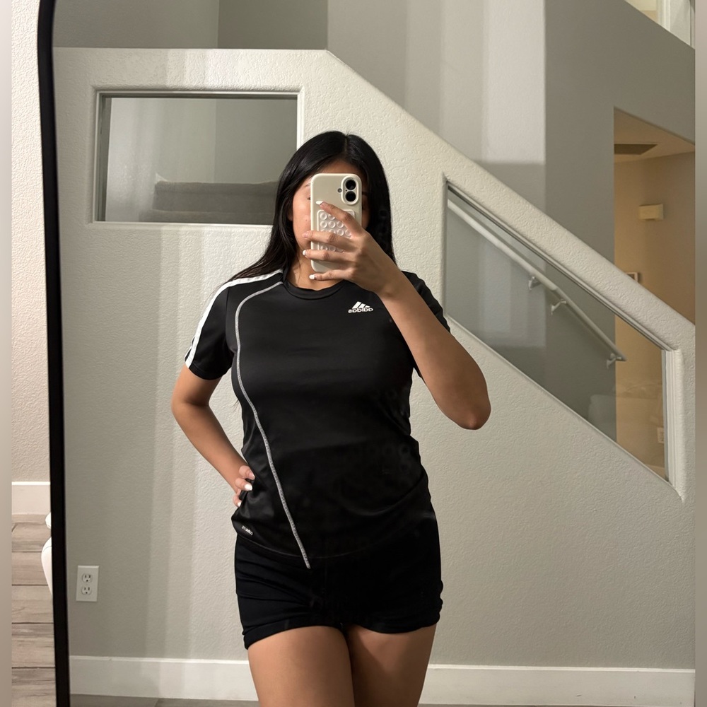 Adidas Women's Black Tee with White Accents